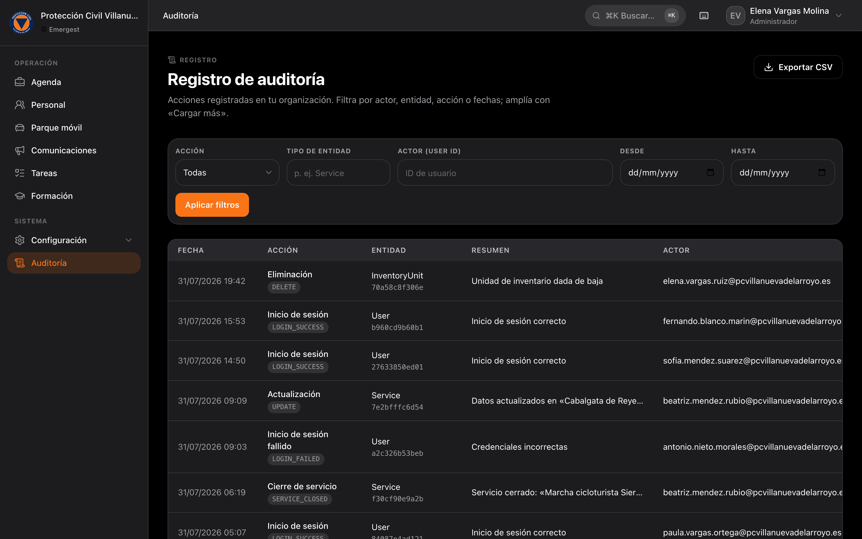 Ejemplo relacionado con plantilla de memoria anual en Emergest